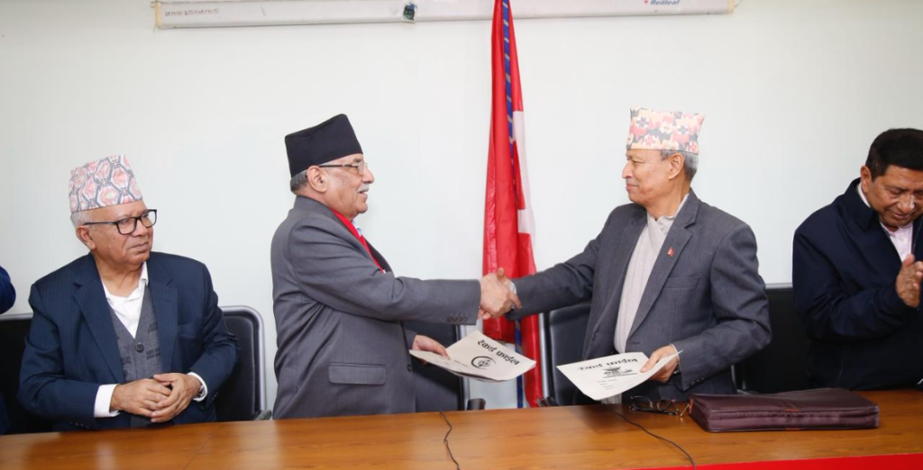 नेपाली कम्युनिस्ट पार्टी र भीम रावलबीच सहमति पत्रमा हस्ताक्षर