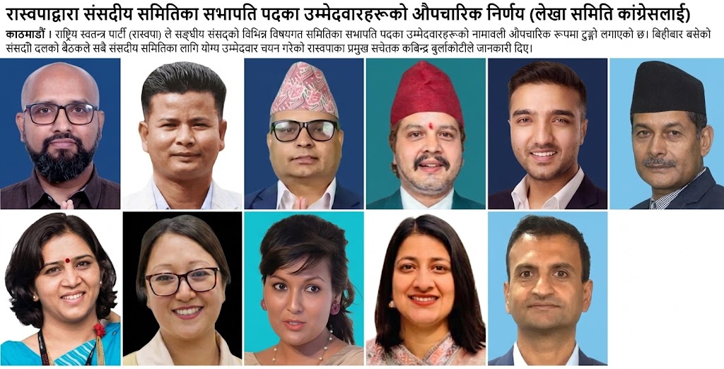 संसदीय समितिका सभापति पदका उम्मेदवारहरूको औपचारिक निर्णय; सार्वजनिक लेखा समिति कांग्रेसलाई